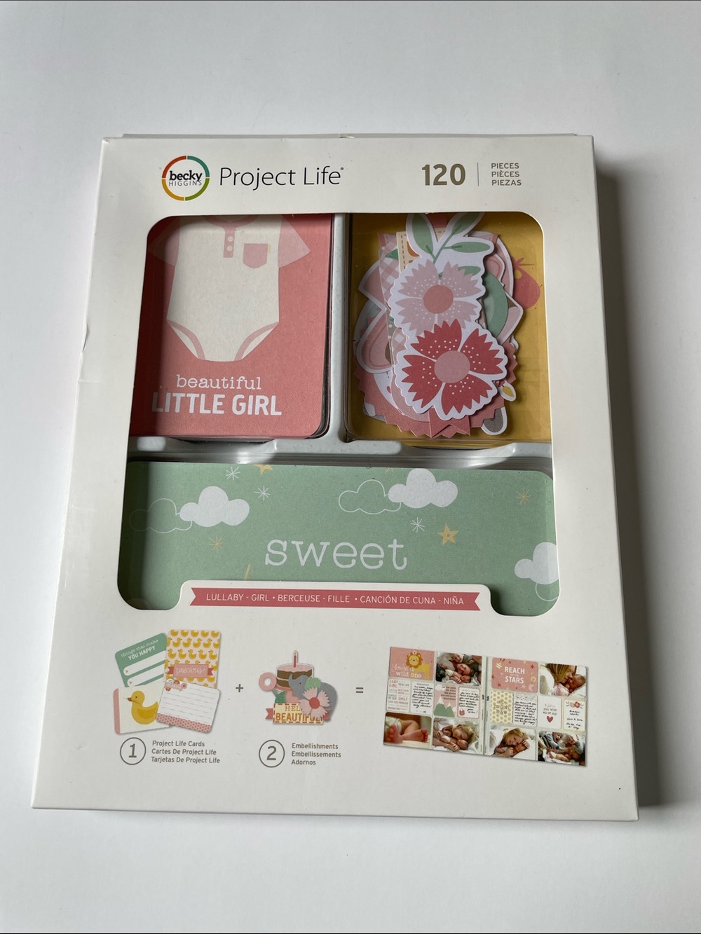 NIB Project Life 'Sweet' Baby Card Kit - Pink, Green, Yellow.